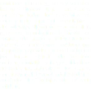 Contamos con colecciones y series de los más diversos temas, las cuales, contienen todos los elementos de conocimiento que el estudiante , docentes y público en general necesitan, refuerzos tecnológicos a través de enlaces de audio y vídeo, lecturas amenas e interesantes, evaluaciones diagnósticas y evaluaciones de refuerzo por tema, además de recursos socioemocionales y juegos didácticos de todas las asignaturas, los cuales, contribuyen al desarrollo del estudiante en todos los ámbitos de su vida cotidiana.